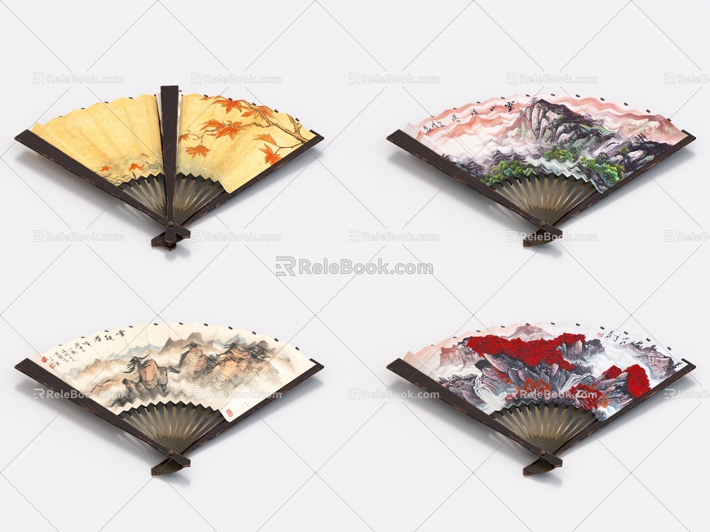 Paper Fan Folding Fan Chinese Fan 3d model