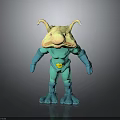 Blue Horned Creature Character Toy Sculpture With Yellow Belt And Textured Body