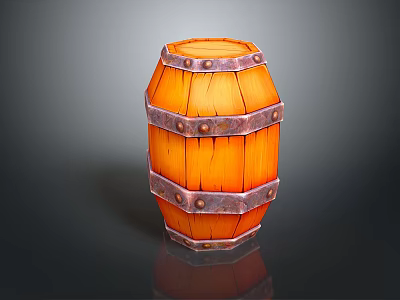 Wooden Barrel Water Barrel Old Wooden Barrel Water Barrel Pot Container Realistic 3d model