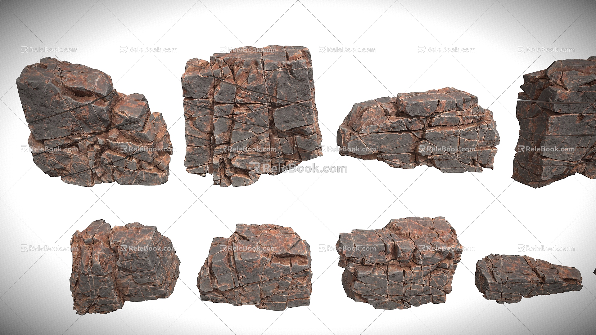 Cartoon Rock Stone Cartoon Stone Stone Block Boulder Desert Stone Reef Modular Rock 3d model