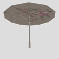 Cream Decorative Umbrella With Pink Flowers And Green Leaves Design