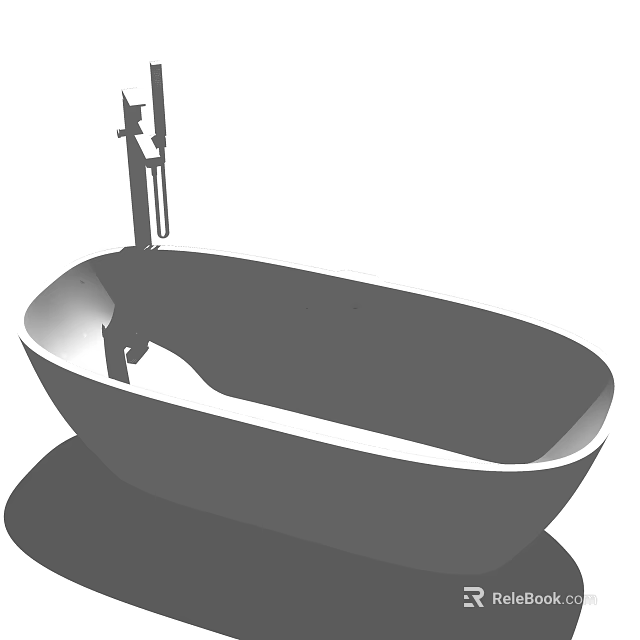Modern Freestanding Bathtub With Sleek Design And Chrome Faucet 3d model 