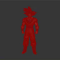 3D Dragon Ball Character Model With Orange Outfit Blue Belt And Black Hair