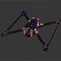 Aerospace Drone Frame With Black Structure And Orange Components For Space Exploration
