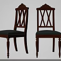 Traditional Wooden Dining Chairs With Crossback Design And Green Padded Seats