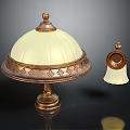 Vintage Table Lamp With Brass Base White Lampshade And Decorative Design