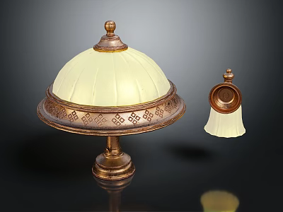 Vintage Table Lamp With Brass Base White Lampshade And Decorative Design 3d model
