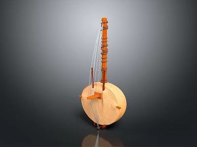 Wooden String Musical Instrument Decorative Item for Home Interior Decoration 3d model