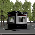Urban Police Station Structure With Trees Buildings And Public Services