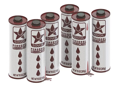 Sovol Lubricant Cylindrical Containers With Red Caps And Oil Drop Design 3d model