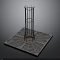 Cylindrical Metal Frame Installation With Square Base And Radial Holes