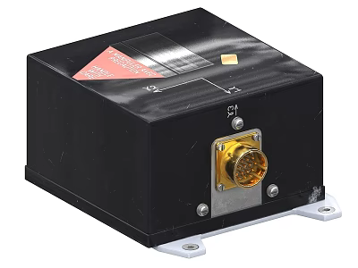 Durable Industrial Equipment With Black Enclosure Gold Connector And Red Label 3d model