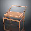 Orange Metal Stand With Grid Tray And Elevated Frame Structure Design