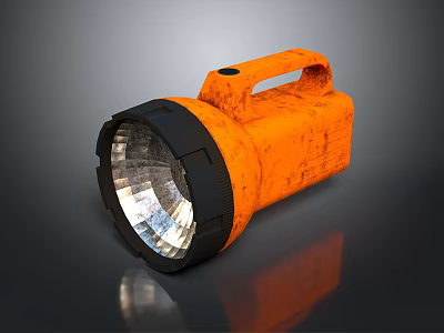 Durable Orange Flashlight With Black Lens For Daily Use As Essential Household Item 3d model