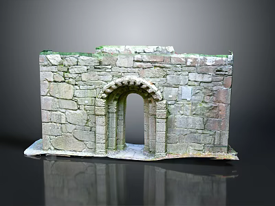 Ancient Stone Building Featuring Archway Structure And Historical Design Elements 3d model