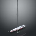Sleek Modern Sailboat Water Vehicle With Tall Mast White Hull And Red Bottom