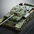 Detailed Military Armored Tank With Green Camouflage Cannon Tracks Turret And Storage Boxes