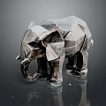 Geometric Elephant Sculpture With Polygonal Design And Textured Surface On Dark Background 3d model