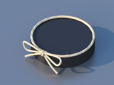 Elegant Black Round Household Storage Box With White Rope Bow Decoration 3d model