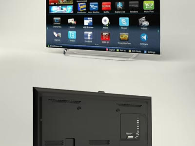 Modern Smart TV With Digital Interface And Sleek Back Design Featuring App Icons 3d model
