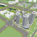 Aerial Planning Of Modern High Rise Buildings With Greenery And Urban Landscape