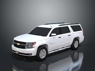 White Chevrolet SUV With Roof Rack And Sleek Spacious Body Design 3d model