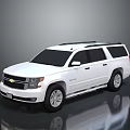 White Chevrolet SUV With Roof Rack And Sleek Spacious Body Design