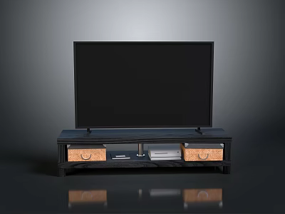 Modern TV Stand with Flat Screen TV and Storage Drawers Design 3d model
