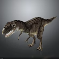 3D Dinosaur Character With Striped Skin Open Mouth And Sharp Teeth 3d model