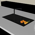 Modern Kitchen Stainless Steel Sink With Faucet Drainer Basket And Fresh Fruits On Counter