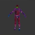 3D Superhero Action Figure With Red Blue Costume And Helmet Design
