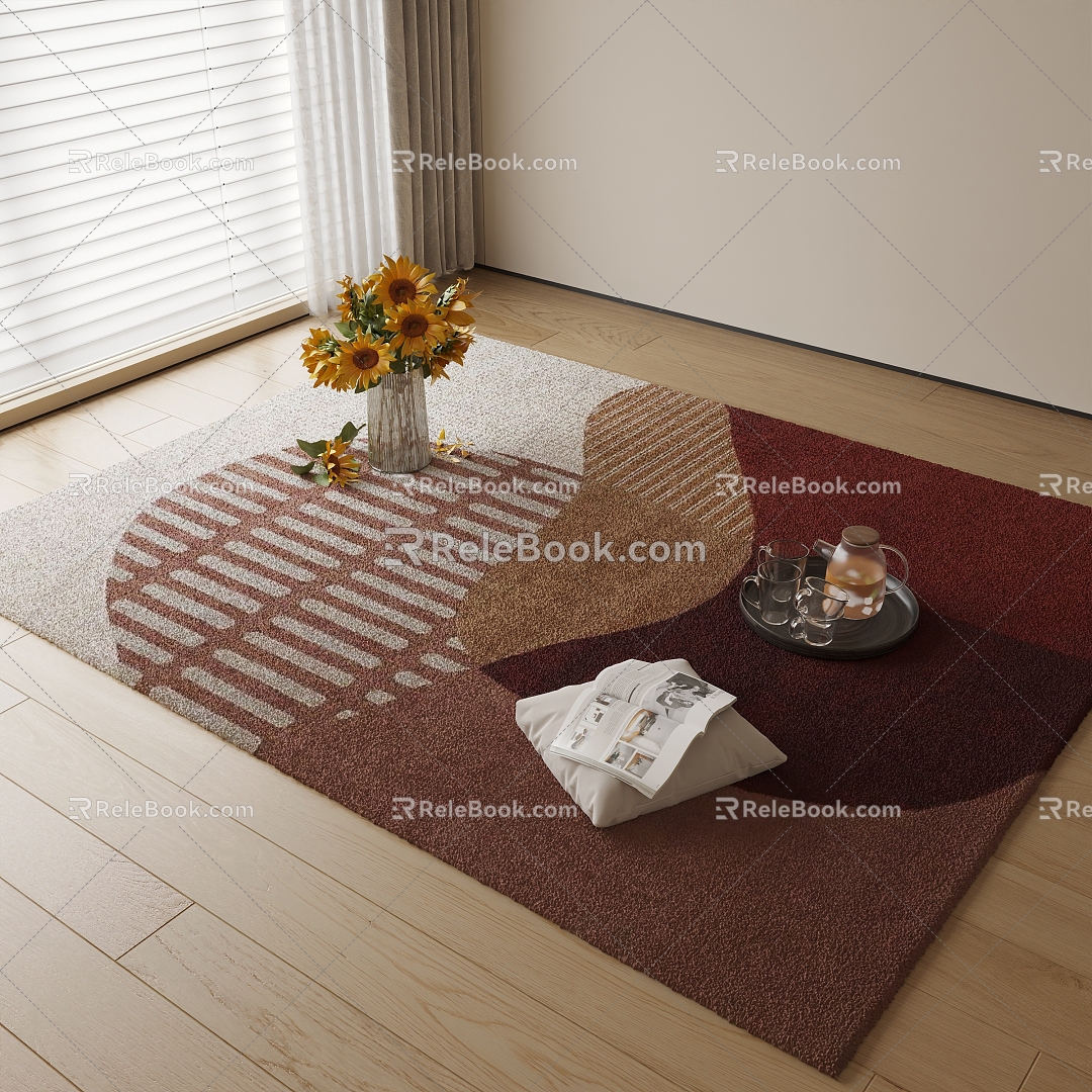 Modern Carpet Decoration Ornaments Green Plant 3d model