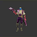 Game And Movie Character In Futuristic Armor Holding Weapon With Decorative Cape