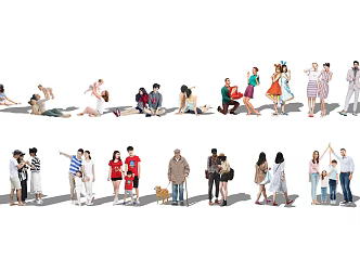 Modern Multiplayer Couple Family Wedding Figure 3d model