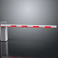 Automatic Parking Barrier Gate With White Pillar And Red White Striped Arm 3d model