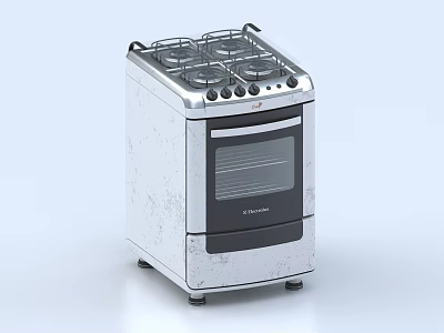 Modern Stainless Steel Kitchen Appliance With Gas Stove And Oven 3d model