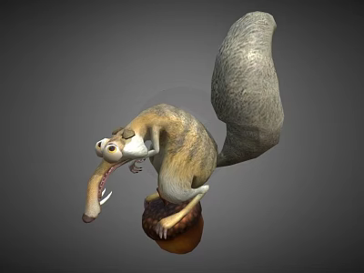 Animated Movie Squirrel Character With Long Nose Bushy Tail Holding Pine Cone 3d model