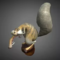 Animated Movie Squirrel Character With Long Nose Bushy Tail Holding Pine Cone