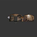 Traditional Cultural Center With Arched Ceiling Red Floor Wall Decorations And Artifacts