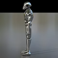 Detailed Silver Metallic Humanoid Robot Figure for Game and Movie Character