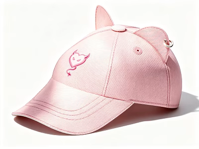 Stylish Pink Cat Ear Cap With Cute Cat Design For Daily Fashion Wear 3d model