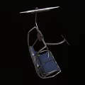 Modern Outdoor Chair With Blue Cushion Metal Frame And Armrest Design