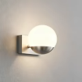 Modern Sphere Wall Light With White Glass Shade And Silver Metal Base