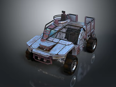 Industrial Off Road Vehicle With Open Frame Large Wheels And Metal Body 3d model