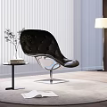 Modern Black Leisure Chair with Diamond Stitching Transparent Legs and Gray Rug in Elegant Interior