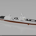 Detailed White And Red Warship Model With Deck Structure As Water Transport