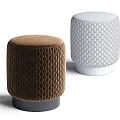 Brown and White Honeycomb Textured Upholstered Sofa Stools With Sturdy Base