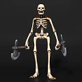 Game Movie Character Skeleton Holding Two Axes With Bone Details