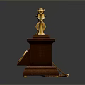 Vintage Telephone with Wooden Base Gold Accents and Rotary Dial Design