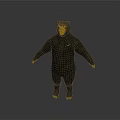 Realistic Standing Black Bear Model with Shiny Fur and White Background